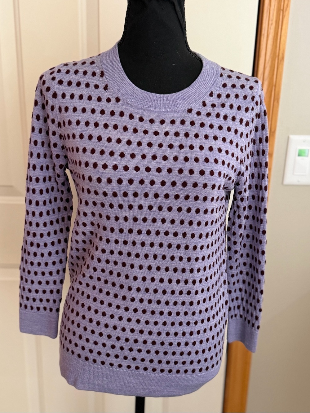 J. Crew Tippi purple polka dot crew neck merino wool sweater. Medium by u
